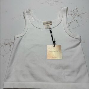 Happily Grey Fitted White Crop Tank Top with Crew Neck Size M